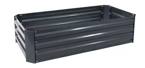 48 in. Rectangle Galvanized Steel Raised Bed, Dark Gray  - Lot 501