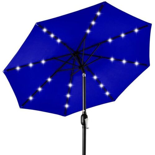 Solar LED Lighted Patio Umbrella w/ Tilt Adjustment, UV-Resistant- 10ft - Lot 195