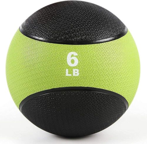 RitFit 6lb Weighted Medicine Ball, Non-Slip Rubber Shell & Dual Texture Grip - Lot 297
