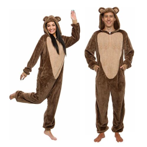 FUNZIEZ! Slim Sherpa Teddy Bear Adult Onesie, Large - Lot 374