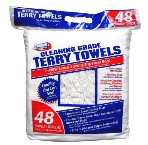 ProLine Cleaning-Grade Terry Towels, 48-Pack - Lot 380