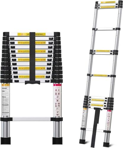 12.5FT Telescoping Aluminum Extension Ladder  - Lot 719