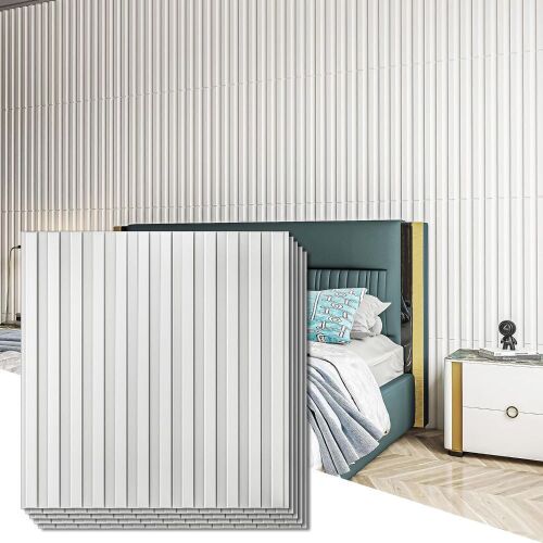 Art3d 3D Fluted Textured Wall Panel, 19.7 x 19.7in., 12 Tiles - Lot 216