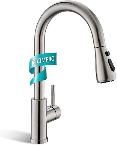 Kicimpro Kitchen Faucet with Pull Down Sprayer, Brushed Nickel - Lot 104