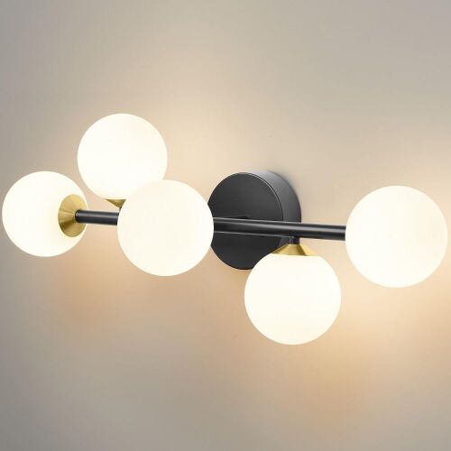  5-Light Black and Gold LED Bathroom Light Fixture - Lot 296
