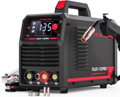 YESWELDER 135Amp MIG Welder,110V Flux Core Welder Flux MIG/Lift TIG/Stick 3-in-1 Large LED Digital Display Welding Machine IGBT Inverter Welder FLUX-135PRO - Lot 9099