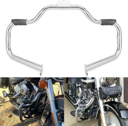 Wsays Mustache Engine Guard Highway Crash Bar Chrome Compatible with Harley 2000-2017 Heritage Softail Classic FLSTC/I Fat Boy FLSTF/I, 2016-2017 Softail Slim S FLSS Visit the Wsays Store - Lot 9106