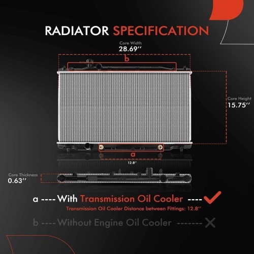 A-Premium Engine Coolant Radiator Assembly with Transmission Oil Cooler Compatible with Honda CR-V CRV 2007 2008 2009, L4 2.4.L, Automatic Transmission - Lot 8948