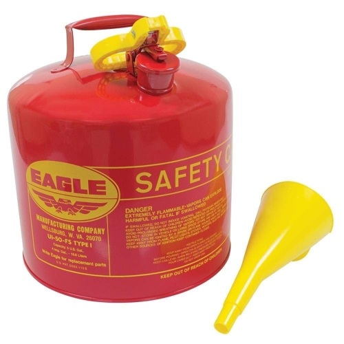 Stens 765-188 Red Metal Safety Fuel Can, 5 gal with Funnel, 24-Gauge hot Dipped Galvanized Steel - Lot 9001