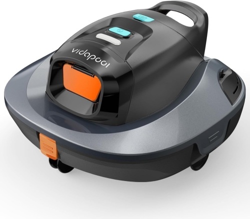 Cordless Robotic Pool Vacuum Cleaner,Portable Swimming Pool Vacuum Self-Parking Technology with LED Indicator,Ideal for above Ground/Flat Pools up to 860 Sq.Ft,Lasts 90 Mins Grey - Lot 9012