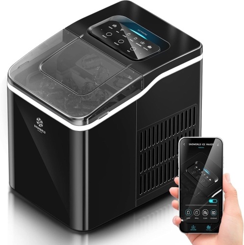 Ice Maker Machine Countertop, with App Remote Control and Self-Cleaning Function, 9 Bullet Ice Cubes Ready in 8 Minutes, 26lbs Ice Cubes in 24H for Kitchen/Home/Office/Party - Lot 9013