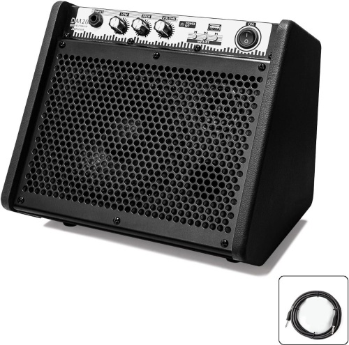 Coolmusic DM20 20W Bluetooth Personal Monitor Amplifier Electric Drum Amplifier Speaker,Keyboard Speaker with USB Interface(Including E-Drum Noise-Reduction Cable) - Lot 9014