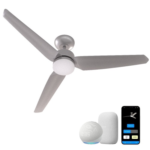 ProMounts All Seasons 52" Ceiling Fan with Light for Indoor, Quiet, Alexa/Google, 3 Color LED Lights, Reversible - Lot 9061