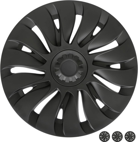 Wheel Covers for Tesla Model Y 2024 19 Inch 4 Pcs Rim Protector Gemini Wheel Cover Replacement Compatible with Tesla Model Y 2024 2023 2022 2021 Matte Black ABS Hubcaps Cyclone Turbine Style - Lot 9042