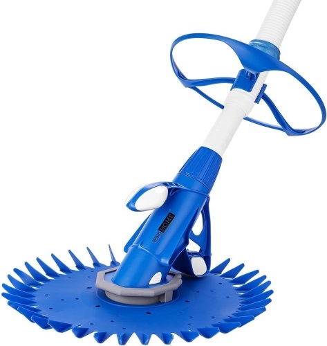 VIVOHOME Upgraded Automatic Inground Above Ground Suction Swimming Pool Sweeper Vacuum Cleaner with 14 2.62 ft Hoses Blue and White - Lot 9047