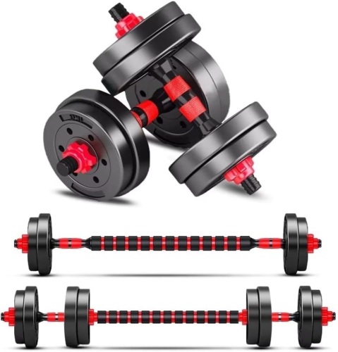 Adjustable-Dumbbells-Sets, 20/30/40/60/80lbs Free Weights-Dumbbells Set of 2 Convertible To Barbell A Pair of Lightweight for Home Gym,Women and Men Equipment - Lot 9049