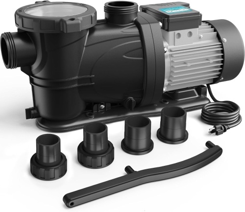 3 HP Pool Pump, 8964GPH, 115V, 2 Adapters, Powerful In/Above Ground Self Primming Swimming Pool Pumps with Filter Basket - Lot 9073