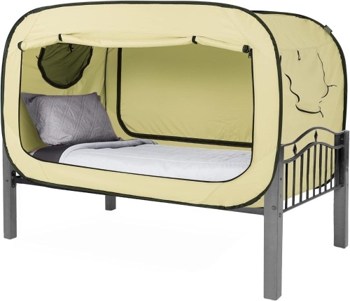 Pop Up Privacy Tent for Indoor Use Bed Canopy for Sleeping Bed Tent Double Door with Mosquito Mesh Window - Lot 9181
