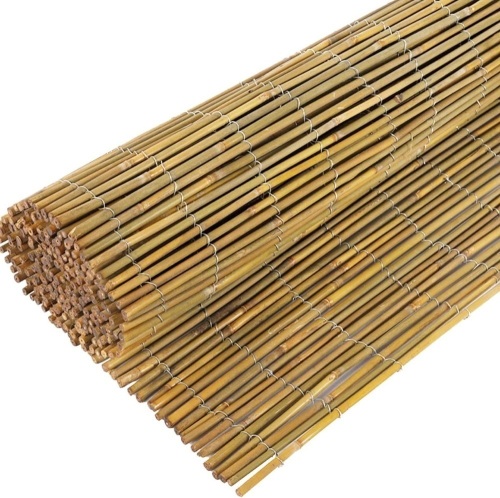4ft x 8ft x 0.4" D Natural Bamboo Fence, Outdoor Rolled Bamboo Fencing, Decorative Bamboo Privacy Screen for Garden Backyard Balcony - Lot 9182