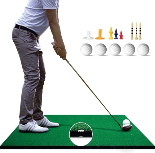 ComfyGoods Golf Mat, 5x4ft - Artificial Turf Golf Hitting Mat with 10 Golf Balls, 7 Golf Tees & 2 Rubber Golf Tees- High-Elastic & Non-Slip Base - Backyard Driving Chipping Indoor - Lot 9183