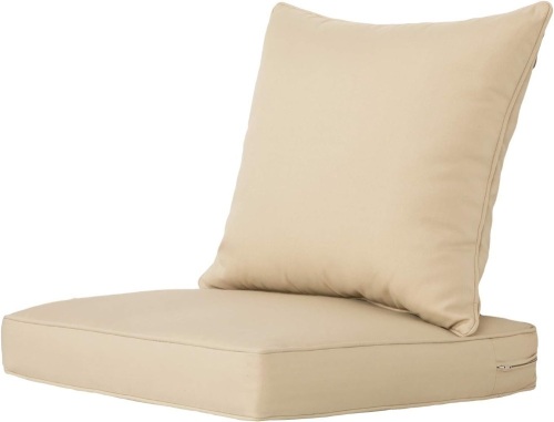 ARTPLAN Outdoor Deep Seat Cushion Set for Wicker Chair，Seat:24"x 24" x 4"，Back:22" W x 24", 100% Foam,Water Repellant, Fade Resistant,Cushion Replacements for Patio Furniture,Beige - Lot 9190