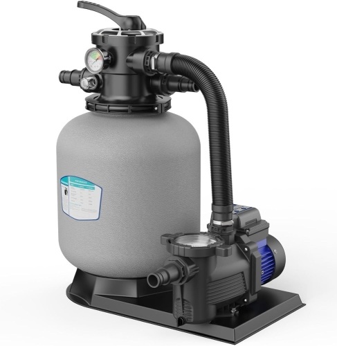 AQUASTRONG Sand Filter Pump for Above Ground Pool with Timer, 14in, Max 3000GPH for Pools Up to 12000GAL, 6-Way Valve, Enhanced Circulation for Crystal-Clear Pool… - Lot 9197