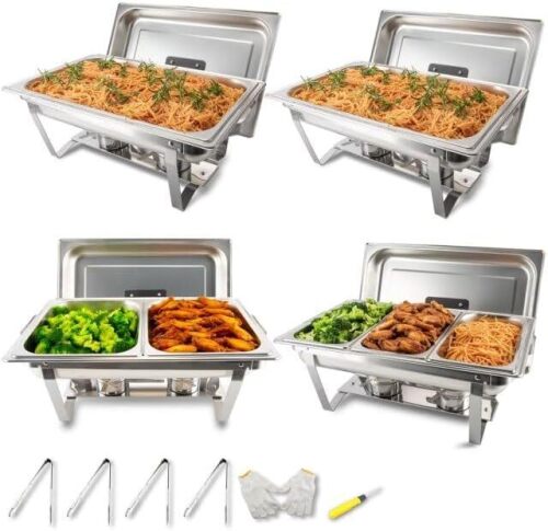 Rectangular Chafing Dish Buffet Set (4-Pack) - Lot 9214