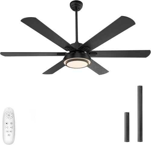 warmiplanet Ceiling fan with Lights, Remote Control, 62 Inch (6-Blade) - Lot 7364
