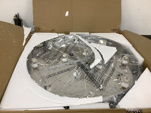 Luxury Large Foyer Chandelier, Modern 12-Lights Round Raindrop Crystal Chandeliers High Ceiling Flush Mount Light Fixtures for Hallway, Entryway, Stairs,Front Entrance D31.5 X H86.7 of CRYSTOP - Lot 9233