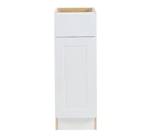 Hampton Bay Cambridge White Shaker Assembled Base Kitchen Cabinet w/ 1 Soft Close Drawer & 1 Soft Close Door (12 in. W x 24.5 in. D) - Lot 108