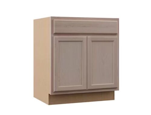 Hampton Bay 30 in. W x 24 in. D x 34.5 in. H Assembled Sink Base Kitchen Cabinet in Unfinished with Recessed Panel - Lot 109