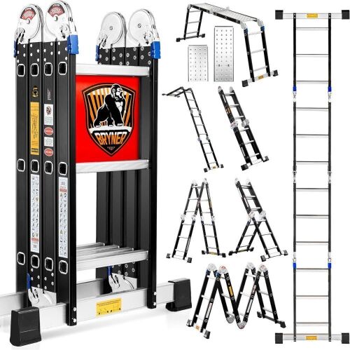 Bryner 7 in 1 Multi-Purpose Aluminium Extension Ladder 12Ft - Lot 140