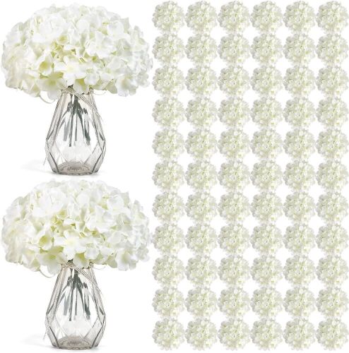 Auihiay Silk Hydrangea Artificial Flower Heads with Stems, 104 pc  - Lot 302