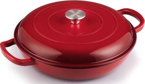 Overmont Enameled Cast Iron Dutch Oven Braising Pan 3.8Qt - Lot 309