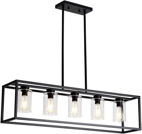 Black 5 Light Modern Pendant Light Fixture  - Lot 343