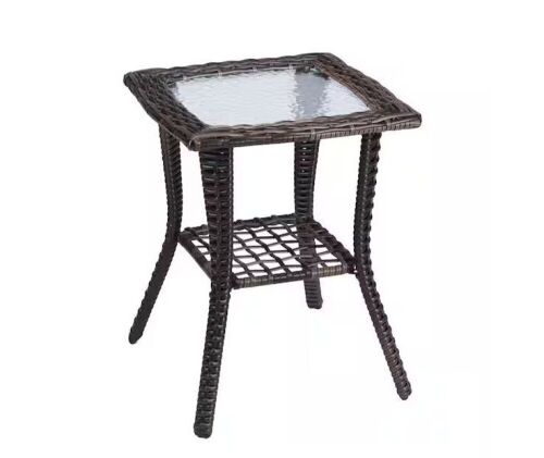 Karl Home All Weather Brown Wicker 22 in. Outdoor Side Table  - Lot 371