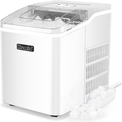 KUMIO Countertop Ice Maker, 9 Bullet Ice Ready in 6-8 Mins, 26.5lbs/24hrs - Lot 409