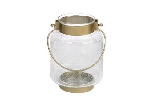 Hampton Bay 9.4 in. Metal and Glass Outdoor Patio Lantern - Lot 626