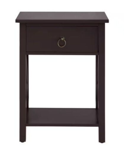 Naomi Home Eily Wooden Nightstand with Storage Shelf, Espresso  - Lot 734