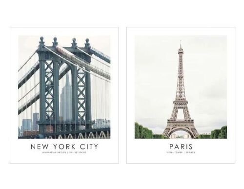 IKEA PJATTERYD Manhattan Bridge and Eiffel Tower Wall Posters 16" x 24"  - Lot 355
