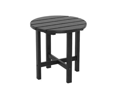 Westin Outdoor Mason 18 in. Black Poly Plastic Fade Resistant Outdoor Patio Round Adirondack Side Table  - Lot 372