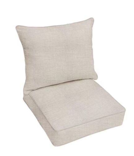 Lot of (2) Sorra Home 23 in. x 27 in. Deep Seating Indoor/Outdoor Pillow and Cushion Set in Sunbrella Cast Silver and Taupe  - Lot 379