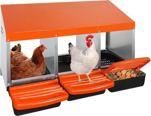 Fellat 3 Compartment Roll Out Chicken Nesting Boxes - Lot 558