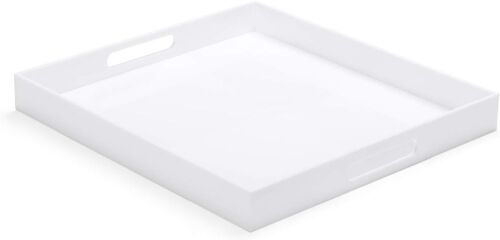 Modern Acrylic Ottoman Tray with Cutout Handles 22x22 Inch  - Lot 641