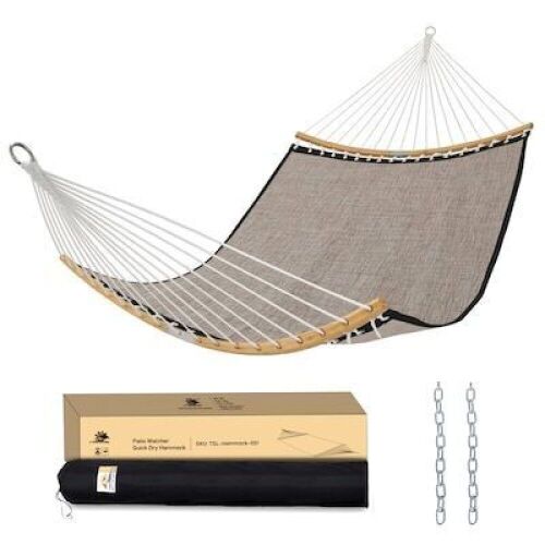 Patio Watcher Olefin Mocha Fabric Hammock with Curved Bar  - Lot 755