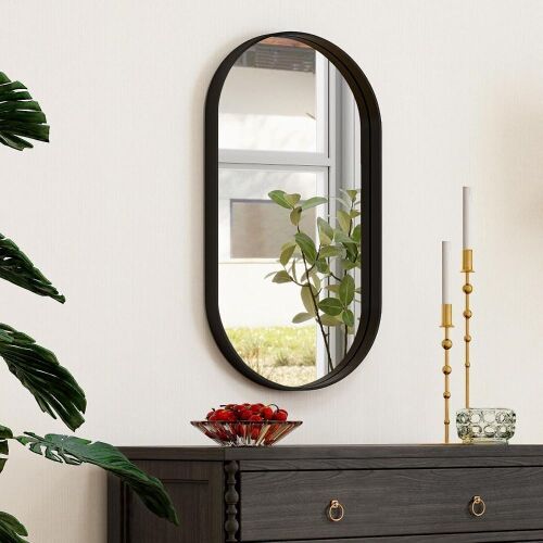 Easly 30 X 17 Inch Black Framed Oval Mirror - Lot 137
