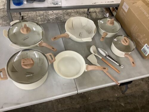 CAROTE Pots and Pans Set Nonstick, White Granite - Incomplete - Lot 139