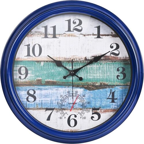 16" Large Outdoor Clock with Thermometer - Lot 234