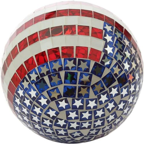 Mosaic Gazing Ball Patriotic Stars and Stripes 10"  - Lot 430