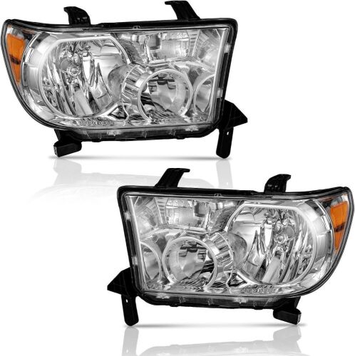 WEELMOTO Headlights Assembly for 08-17 Toyota Sequoia, 07-13 Toyota Tundra  - Lot 439